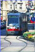 Austria, Vienna, ULF Strassenbahn am Karlsplatz (ULF Tram at Karls Square), Photo Nr.: W56