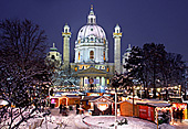 Vienna, Karlskirche im Winter, Adventmarkt Christkindlmarkt, Photo Nr.: W5322