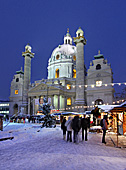 Vienna, Karlskirche im Winter, Adventmarkt Christkindlmarkt, Photo Nr.: W5323